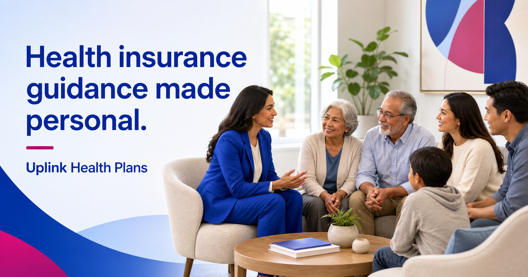 An Uplink advisor discussing health insurance options with individuals and families